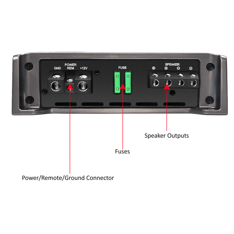 Recoil RED600.1 Car Amplifier 1000W Class-D Car Audio Mono-block Subwoofer Amp