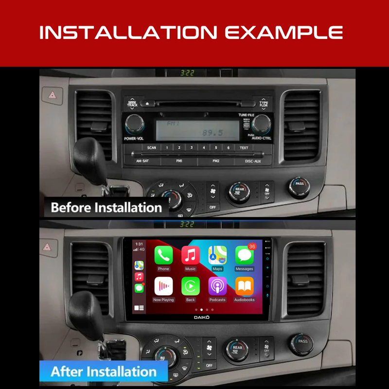 Daiko Multimedia Unit Wireless Carplay Android Auto For TOYOTA 2011-2015 SIENNA