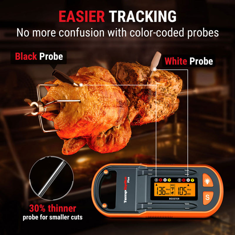 ThermoPro TP972 TempSpike Plus 180m Wireless Meat Thermometer for BBQ, Oven, Grill and Smoker