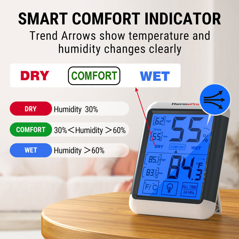 Thermopro TP55 Digital  Indoor Thermometer with Touch screen Hygrometer