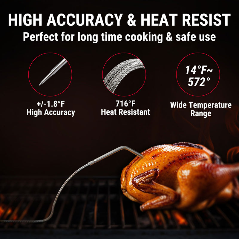 ThermoPro TP904 Wireless Meat Thermometer | 135m Range & Dual Probes for BBQ, Oven, Smoker, and Cooking