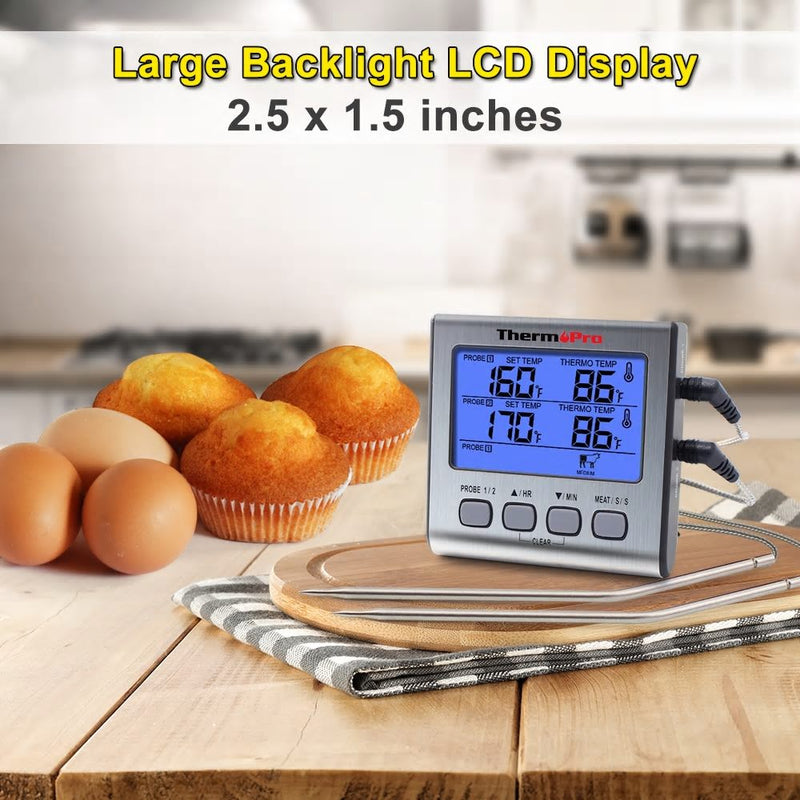 ThermoPro TP17H 4 Probes 4 Colors Backlight Large LCD Display Digital  Kitchen Cooking Smoking Oven Meat Barbecue Thermometer