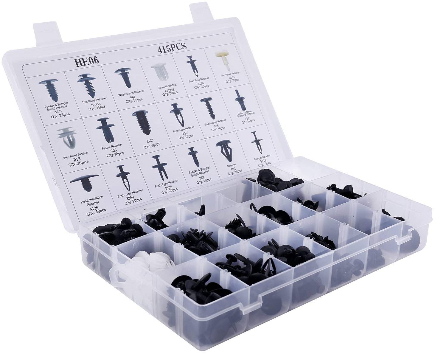 415 PCS Car Retainer Clips & Plastic Fasteners Kit-18 Most Popular Siz