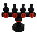 IBC 1000l water tank adaptor with 4 way garden hose splitter