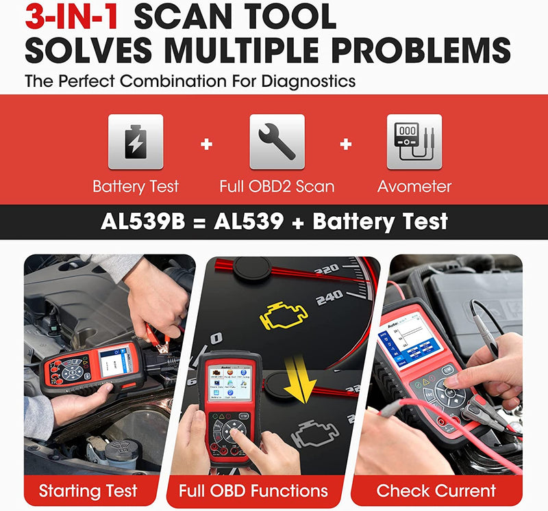 Autel AL539B Battery Tester Code Reader 12V Avometer 3-in-1 Circuit Charging