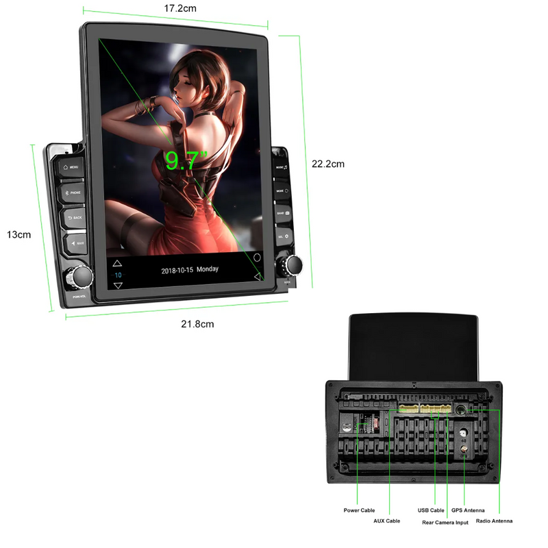 Android Car Stereo With Vertical Screen 9 Inch 2+32GB GPS USB Bluetooth