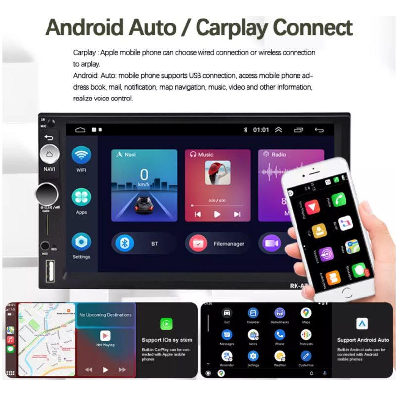 Car Stereo Android 11 Apple Carplay 2Gb+32GB GPS Bluetooth USB Knob Buttons