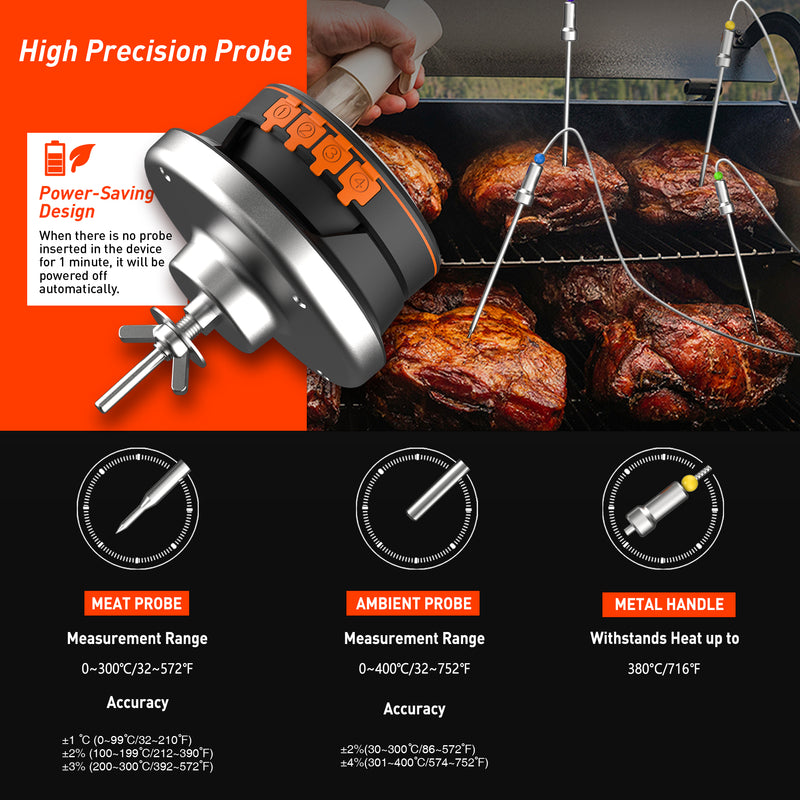 Smart BBQ Thermometer 2 Probes Free App For Gas Weber Kamado etc