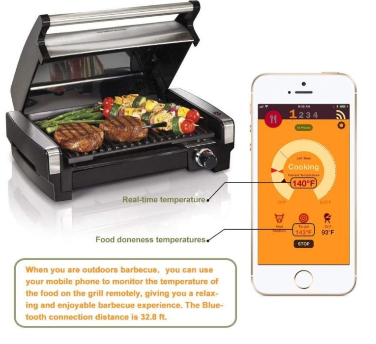 Meat BBQ Smart Thermometer New Bluetooth Free iOS Android Apps Meater Type Oven
