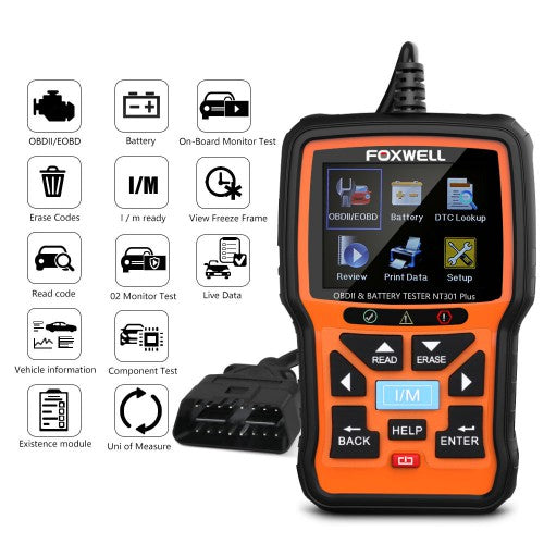 Foxwell NT301 PLUS OBDII/EOBD Code Reader With Battery Tester