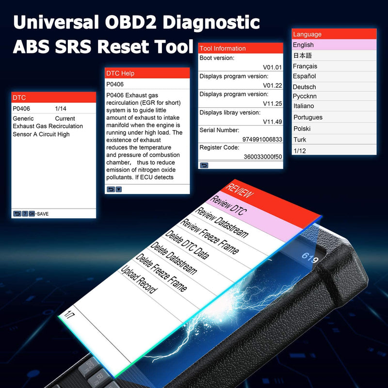 Car Diagnostic Tool Launch CR619 OBD2 Scanner ABS SRS Airbag Read/Clear Errors