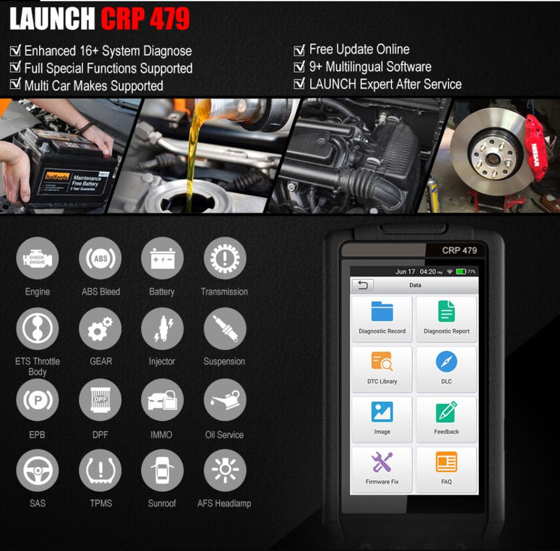 Car Scanner Engine ABS Oil etc. 15+ Special Functions LAUNCH X431 CRP479 OBD2