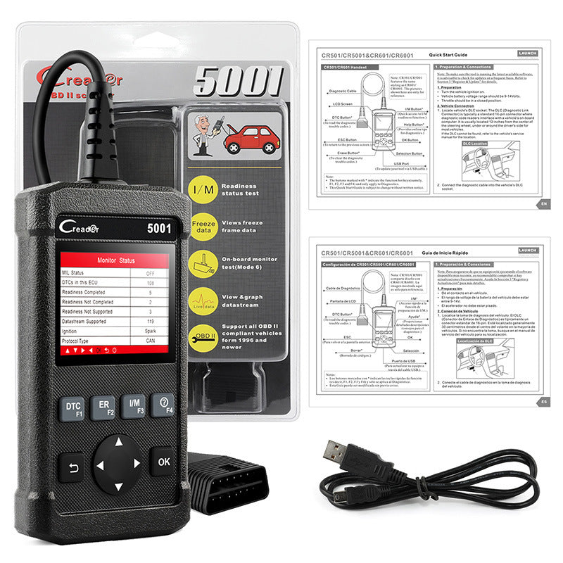 Car Diagnostic Scanner Launch CR5001 OBD2 Clear Error Codes