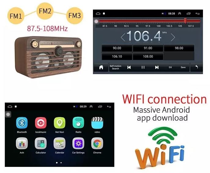 Universal Car Stereo Rotatable Touchscreen Android 9 Bluetooth WiFi GPS