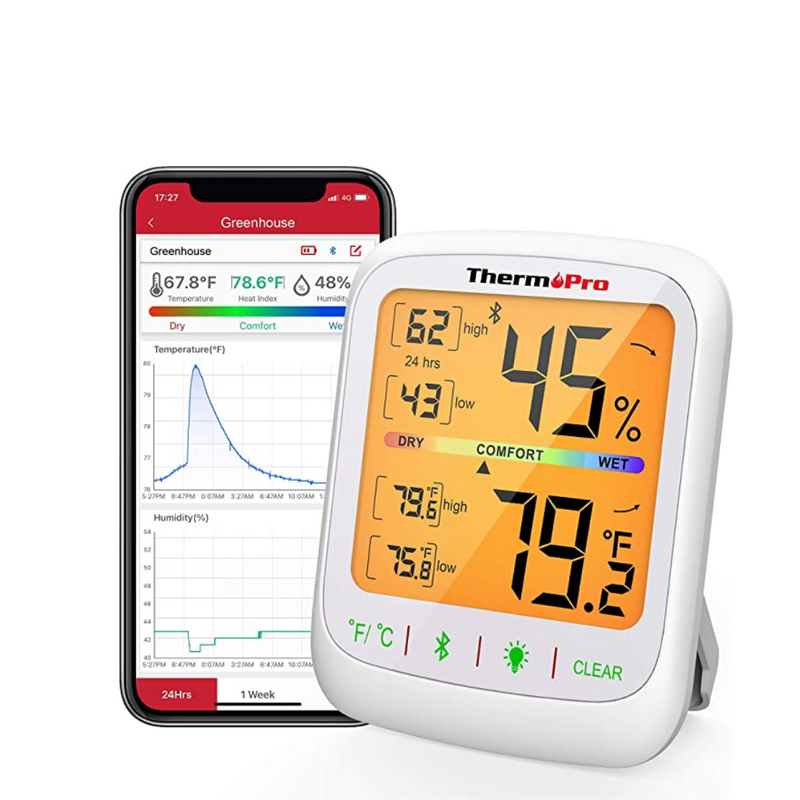 Smart Home Thermometer ThermoPro TP59 Bluetooth Indoor Humidity Monitor