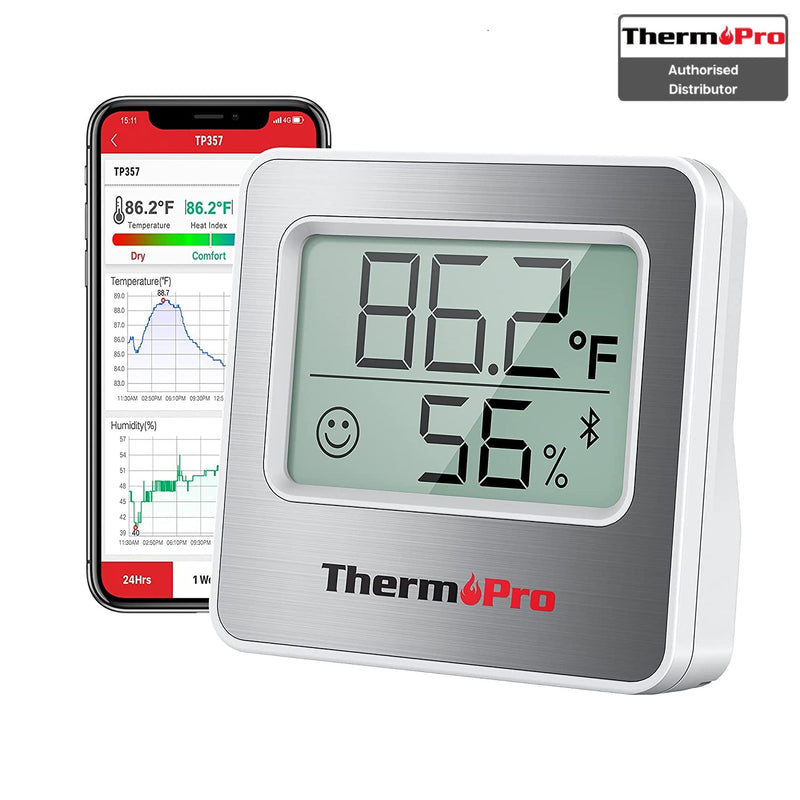 Smart Home Thermometer Thermopro TP357 Bluetooth Indoor Hygrometer App Alert