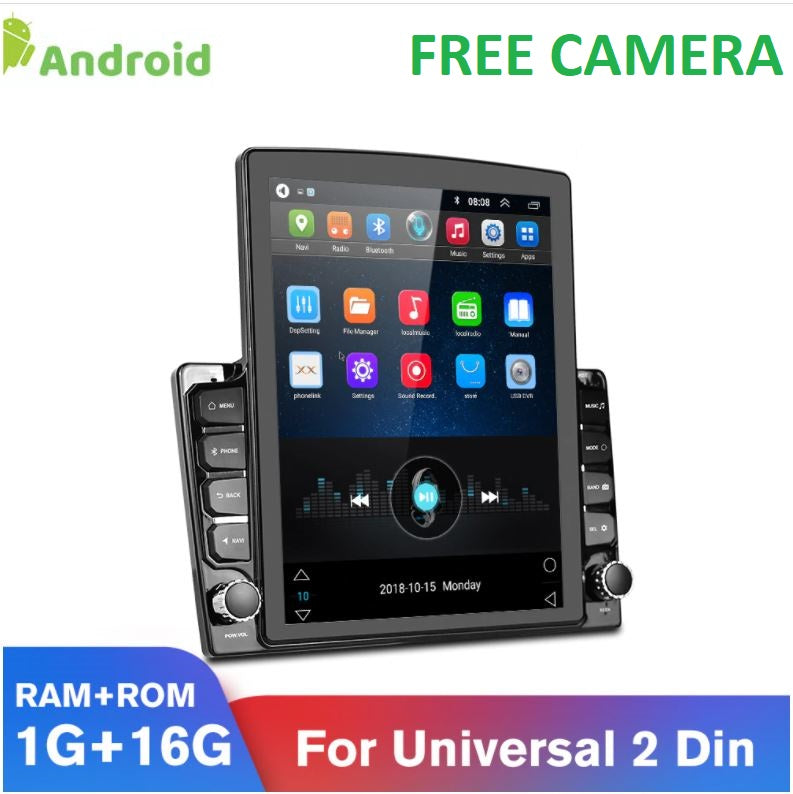 2DIN Android Bluetooth Stereo Vertical Screen 1Gb+16GB Free Rear View Camera